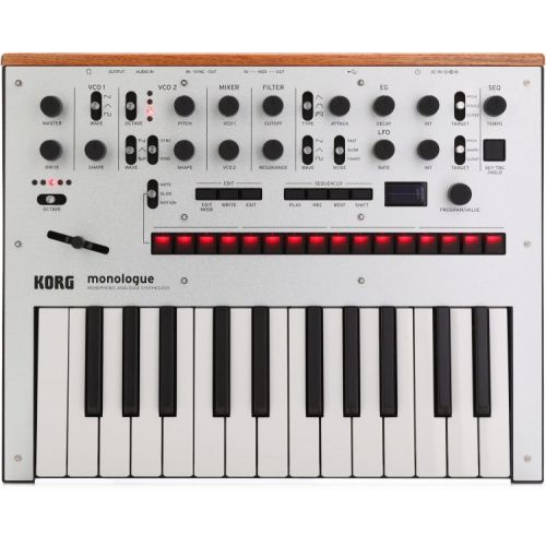  Korg monologue Analog Synthesizer with 9V Power Supply - Silver