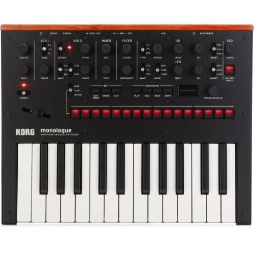  Korg monologue Analog Synthesizer with 9V Power Supply - Black