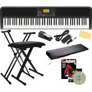 Korg XE20 Digital Ensemble Piano Bundle with Adjustable Stand, Bench, Power Supply, Damper Pedal, Keyboard Cover, Instructional Book, Austin Bazaar Instructional DVD, and Polishing Cloth