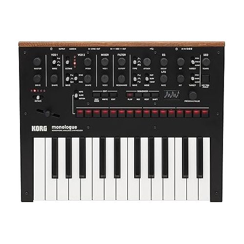  Korg Monologue Monophonic Analog Synthesizer - Black Bundle with Power Supply and Austin Bazaar Polishing Cloth