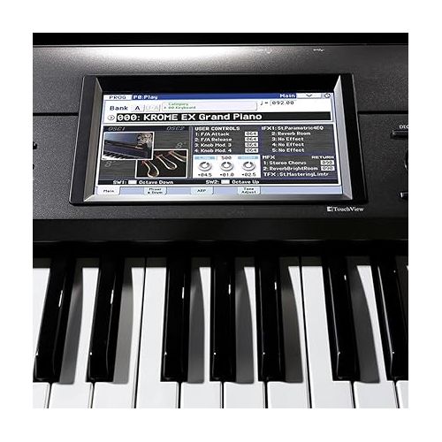  Korg Krome EX 61-Key Synthesizer Workstation with Weighted Hammer Action Keyboard Bundle with Double X Keyboard Stand, X-Style Keyboard Bench, and Closed-Back Studio Monitor Headphones (4 Items)