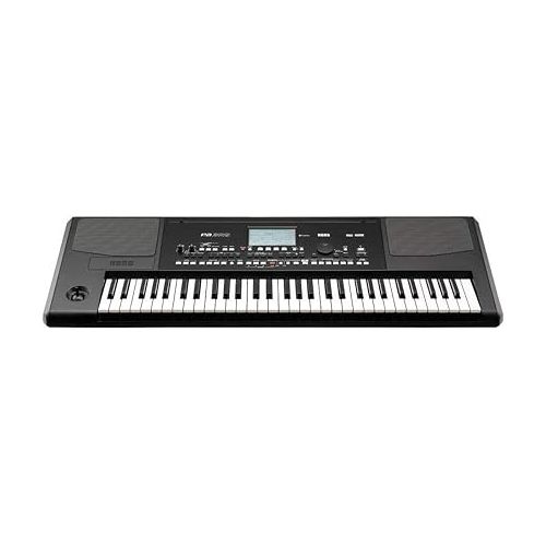  Korg PA300 61 Keys Professional Arranger, 950+ Sounds, USB-MIDI Interface, Bundle With On-Stage KPK6520 Keyboard Stand/Bench Pack with Sustain Pedal, Closed-Back Studio Monitor Headphones, Cloth