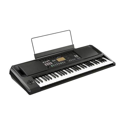  Korg EK-50 61-Key Arranger Entertainer Keyboard (Black), Starter Bundle with Bench, Stand and H&A Studio Headphones