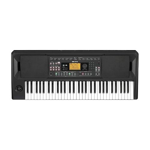  Korg EK-50 61-Key Arranger Entertainer Keyboard (Black), Starter Bundle with Bench, Stand and H&A Studio Headphones