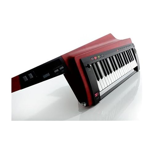  Korg RK-100S 2 37-Keys Keytar Controller Keyboard and Modeling Synthesizer, Translucent Red