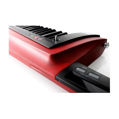  Korg RK-100S 2 37-Keys Keytar Controller Keyboard and Modeling Synthesizer, Translucent Red