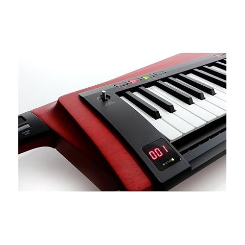  Korg RK-100S 2 37-Keys Keytar Controller Keyboard and Modeling Synthesizer, Translucent Red