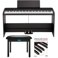 KORG B2SP 88-Key Digital Piano Bundle with Stand, Three-Pedal Unit, Knox Gear Piano Bench and Piano Book (3 Items)