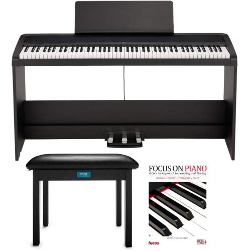  KORG B2SP 88-Key Digital Piano Bundle with Stand, Three-Pedal Unit, Knox Gear Piano Bench and Piano Book (3 Items)