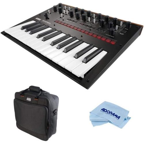  Korg Monologue 25-Key Monophonic Analog Synthesizer with 80 Presets, Black - Bundle Gator Cases Updated Padded Nylon Mixer/Equipment Bag, Microfiber Cloth