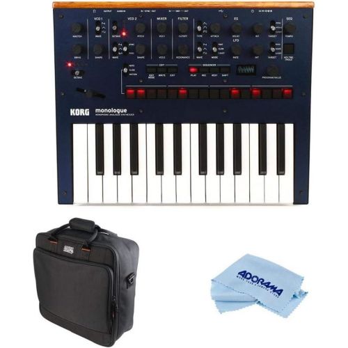  Korg Monologue 25-Key Monophonic Analog Synthesizer with 80 Presets, Dark Blue - Bundle Gator Cases Updated Padded Nylon Mixer/Equipment Bag, Microfiber Cloth