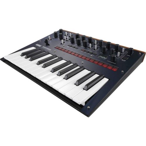  Korg Monologue 25-Key Monophonic Analog Synthesizer with 80 Presets, Dark Blue - Bundle Gator Cases Updated Padded Nylon Mixer/Equipment Bag, Microfiber Cloth