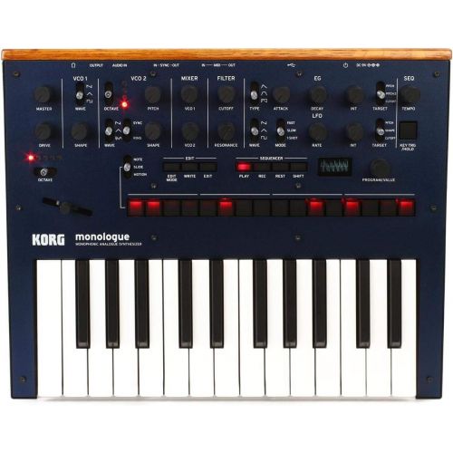  Korg Monologue 25-Key Monophonic Analog Synthesizer with 80 Presets, Dark Blue - Bundle Gator Cases Updated Padded Nylon Mixer/Equipment Bag, Microfiber Cloth