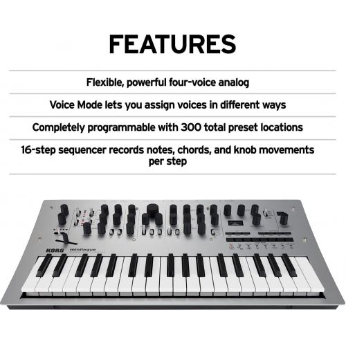  Korg Minilogue 4-Voice Polyphonic Analog Synth with Presets