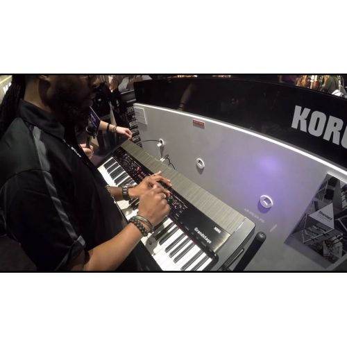  Korg Grandstage 88 RH3 Weighted Hammer Action 88 Key Stage Digital Piano with 7 Sound Engines in Black with Padded Wooden Piano Bench and Stereo Headphone