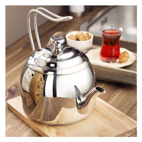  Korkmaz Droppa High-End Stainless Steel Induction-Ready Teapot with Tri-Ply Encapsulated Base (2 Quart)