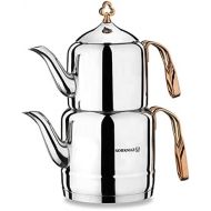Korkmaz Cintemani Teekanne Teekocher 3.1 Liter Induktion geeignet Tea Pot Set A213 Rosagold