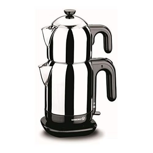  Korkmaz Demtez Electrical Teapot- Black/Caymatik / A369 Teekocher, Edelstahl, schwarz, 9,5 x 8,5 x 6,75 cm, 4-Einheiten