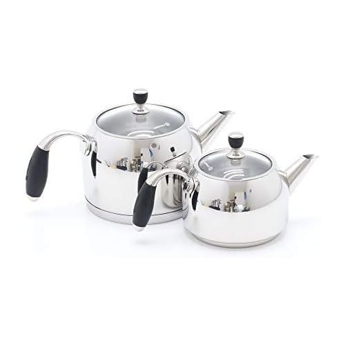  Korkmaz Flora Midi Tea Pot Set/Caydanlik Takim / A118 Teekocher, Edelstahl, Schwarz, 69 x 69 x 69 cm, 4-Einheiten