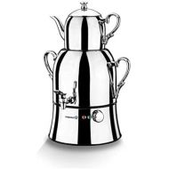 [아마존베스트]Samovar Tea Maker Korkmaz Nosta Mega A334Silver Inox/Chrome Semaver Turkish Tea Cooker