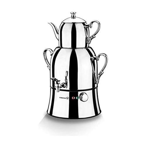  [아마존베스트]Samovar Tea Maker Korkmaz Nosta Mega A334Silver Inox/Chrome Semaver Turkish Tea Cooker