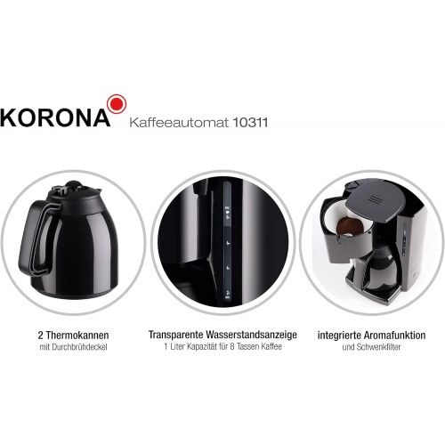  Korona 10311 Kaffeemaschine mit zusatzlicher Thermokanne - Filter Kaffeeautomat mit Kapazitat fuer 8 Tassen Kaffee