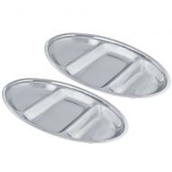 Kosma Set of 2 Stainless Steel Divided Platter | Snack Platter | Oval Vegetable Dish - 51 cm