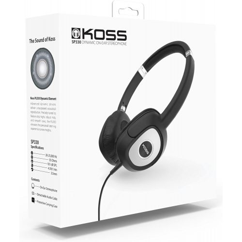  Koss SP330 On Ear Dynamic Headphones Black with Silver Accents