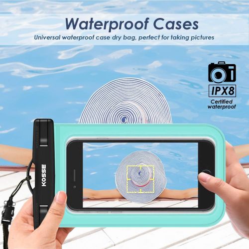  [아마존베스트]Kosse Universal Waterproof Case Cellphone Dry Bag for iPhone 12 Pro 12 Mini 11 Pro SE 2020 Xs Max XR XS X 8 7S Plus, Galaxy S10/S10+/S10e/S9/S9+/S8/Note 9 8, Pixel 4 XL up to 6.5 -