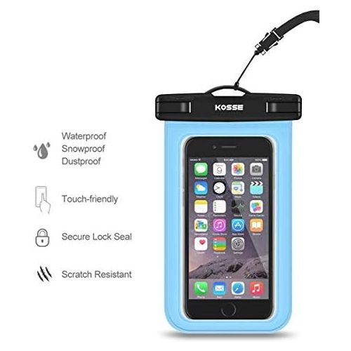  [아마존베스트]Kosse Universal Waterproof Case Cellphone Dry Bag for iPhone 12 Pro 12 Mini 11 Pro SE 2020 Xs Max XR XS X 8 7S Plus, Galaxy S10/S10+/S10e/S9/S9+/S8/Note 9 8, Pixel 4 XL up to 6.5 