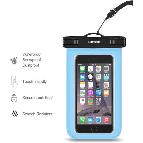  [아마존베스트]Kosse Universal Waterproof Case Cellphone Dry Bag for iPhone 12 Pro 12 Mini 11 Pro SE 2020 Xs Max XR XS X 8 7S Plus, Galaxy S10/S10+/S10e/S9/S9+/S8/Note 9 8, Pixel 4 XL up to 6.5 