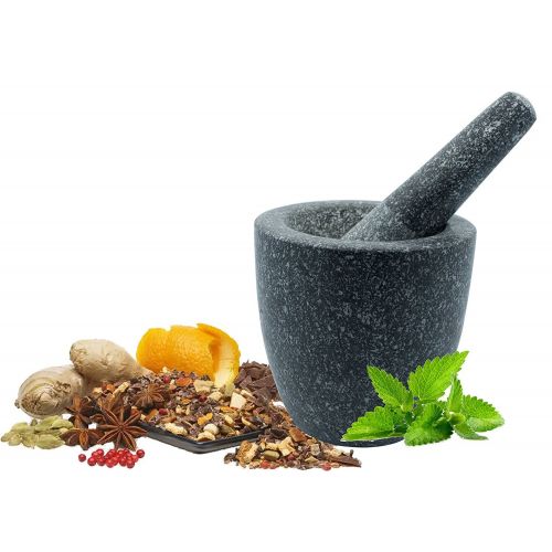  Kota Japan Large Natural Grey Granite Mortar & Pestle Stone Grinder for Spices, Seasonings, Pastes, Pestos and Guacamole