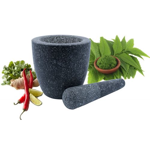  Kota Japan Large Natural Grey Granite Mortar & Pestle Stone Grinder for Spices, Seasonings, Pastes, Pestos and Guacamole