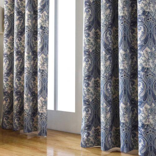  Kotile Home Decor Window Curtain for Paisley Floral Print Blackout Curtains, 2 Panels Floral Design Print Ring Top Thermal Insulated Blackout Curtains Perfect for Living Room, W52