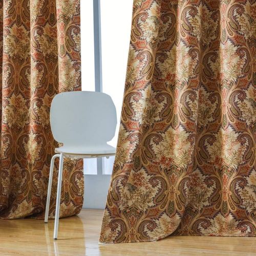  Kotile Home Decor Window Curtain for Paisley Floral Print Blackout Curtains, 2 Panels Floral Design Print Ring Top Thermal Insulated Blackout Curtains Perfect for Living Room, W52