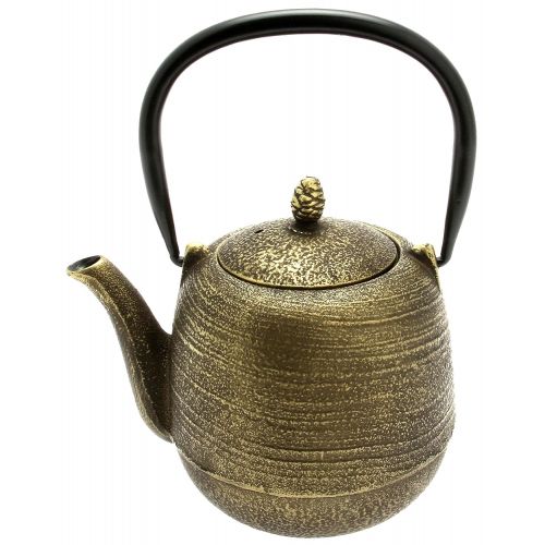  Kotobuki Japanese Iron Tetsubin Teapot, Gold/Black Jujube