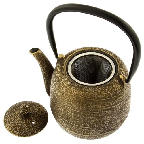  Kotobuki Japanese Iron Tetsubin Teapot, Gold/Black Jujube