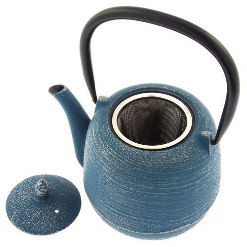  Kotobuki Japanese Iron Tetsubin Teapot, Silver/Turquoise Jujube