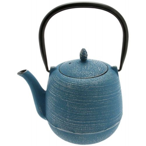  Kotobuki Japanese Iron Tetsubin Teapot, Silver/Turquoise Jujube