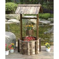 Kotulas Outdoor Wooden Wishing Well Garden Planter with Hanging Flower Bucket, 45 Inch