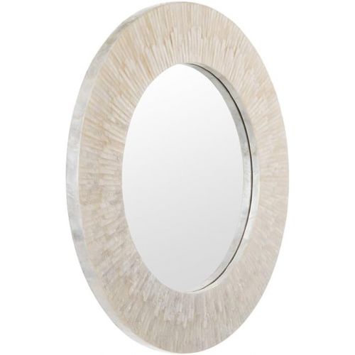  KOUBOO 1040142 Round Capiz Seashell Sunray Wall Mirror, Pearlescent White