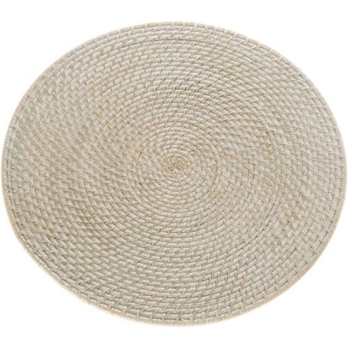  KOUBOO Laguna Round Rattan Placemat, 15, Whitewash