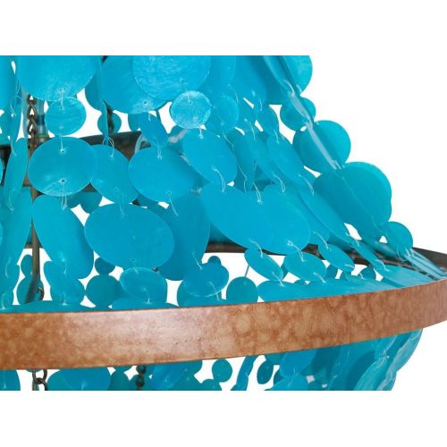  Kouboo KOUBOO 1050079 Manor Hand Cut Capiz Seashell Chandelier, 26 x 26 x 41, Turquoise Blue