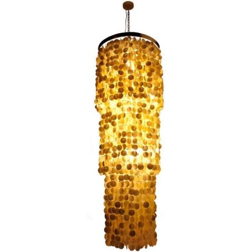  Kouboo KOUBOO 1050006 Round King Chandelier With Round Capiz Seashells, 24 x 24 x 73, Gold Hue