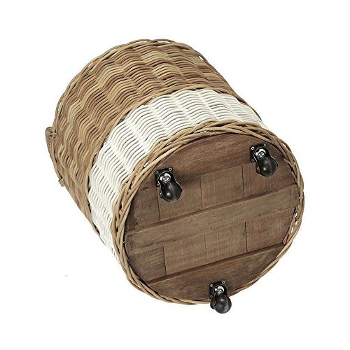  Kouboo KOUBOO 1060067 Round Two-Tone Rolling Wicker Basket and Planter with Caster Wheels, 18.5 x 18.5 x 23.75