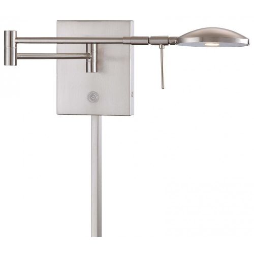  George Kovacs P4338-084, Georges Reading Room, 1 Light LED Swing Arm Wall Lamp, Brushed Nickel