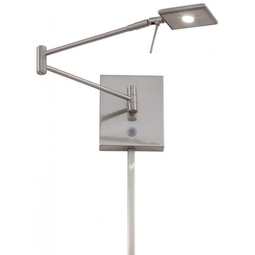  George Kovacs P4328-084, Georges Reading Room, 1 Light LED Swing Arm Wall Lamp, Brushed Nickel