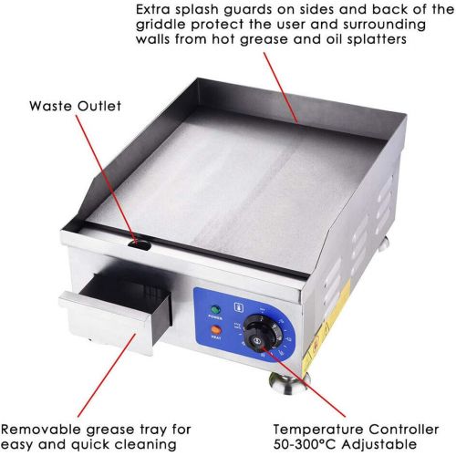  KOVAL INC. Koval Inc. 15 1500W Food Electric Griddle Countertop Grill Commercial (15 1500W, Stainless Steel)