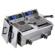 /Koval Inc. 20L Dual Tank Stainless Steel Electric Deep Fryer with Drain
