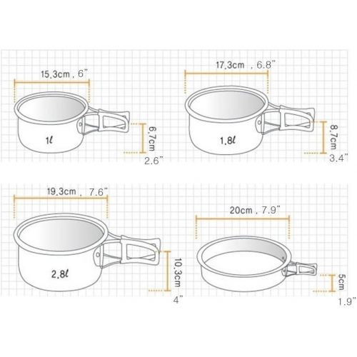  Kovea Outdoor Indoor Camp Kitchen Camping Hiking Equipment Kitchen Dining Bar Cookware Camping Pots Pans Set Aluminum Matte 18p 5-6 People